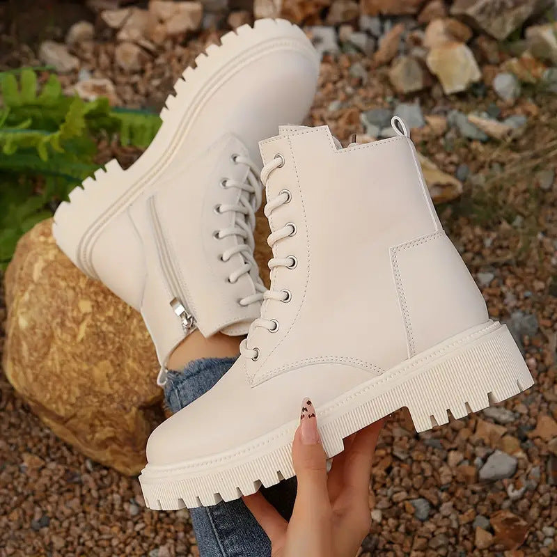 Bottines polyvalentes de style motard avec semelle épaisse