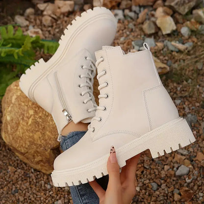 Bottines polyvalentes de style motard avec semelle épaisse